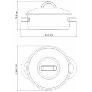 Caçarola 24cm 4,7 Litros Solar Rasa Aço Inox Fundo Triplo Com Tampa E Alças